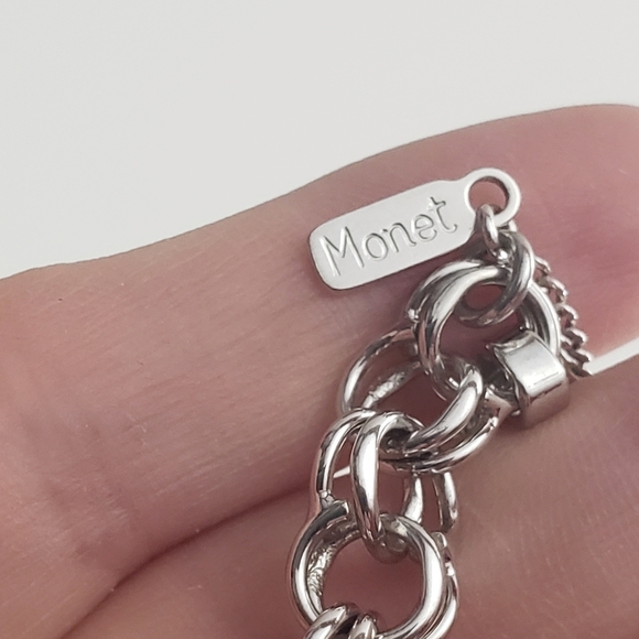 Monet Double Link Crab Charm Bracelet Silvertone - Picture 5 of 10